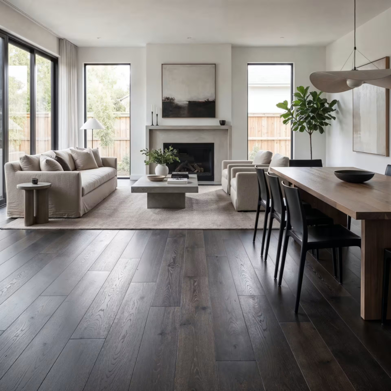 Parquet chêne foncé – 18 x 150 mm – Vésuve