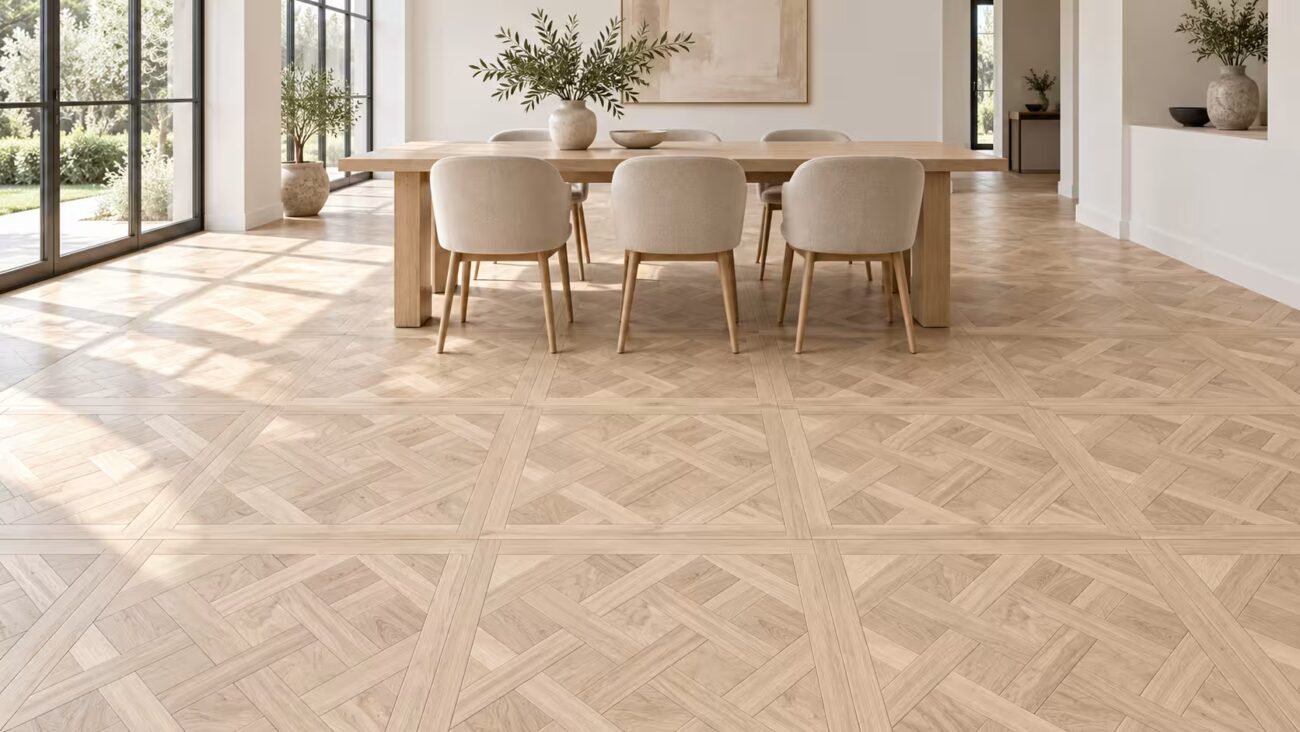 Parquet de Versailles brut – Chêne massif – 18 × 900 × 900 mm