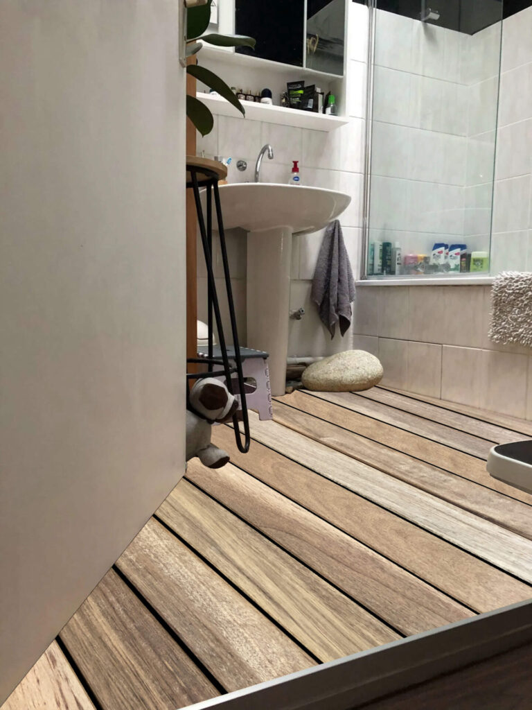 Parquet Teck Pont de Bateau clipsable – 32 x 97 mm